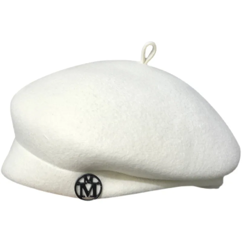 Beret French Wool - White Wool Beret for Women -